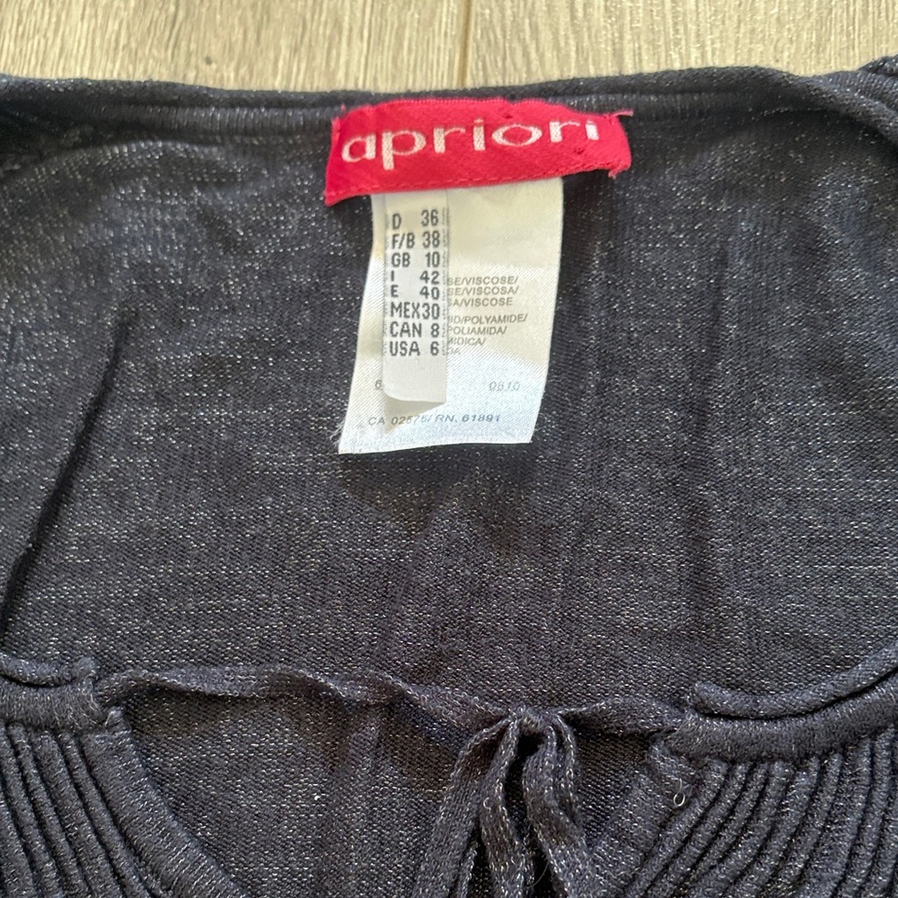 Elegant dark blue Ribbed Long Sleeve Top - Picture 3 of 3